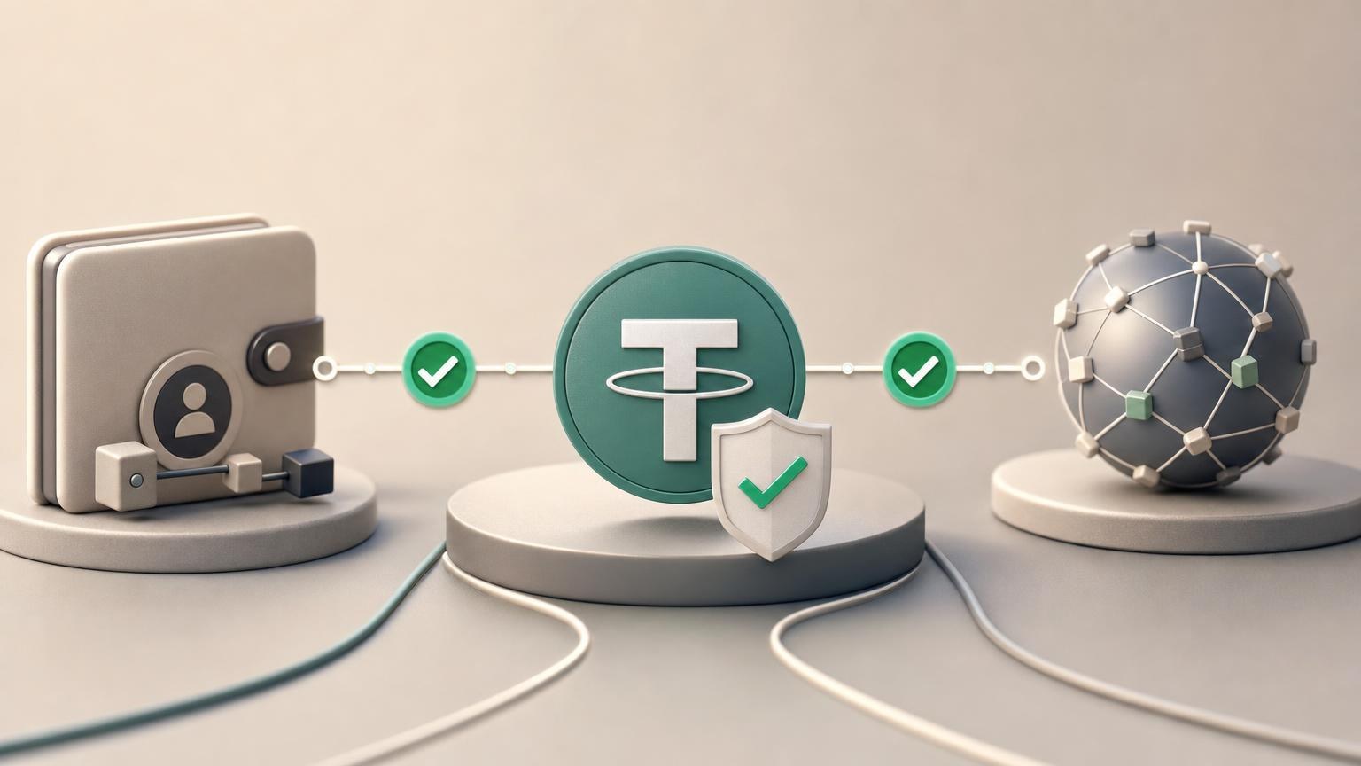 Comprobación de la dirección, la red y los datos de una transferencia de USDT antes de confirmar el envío